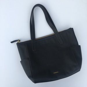 Fossil Mimi Shopper Black Leather Bag
